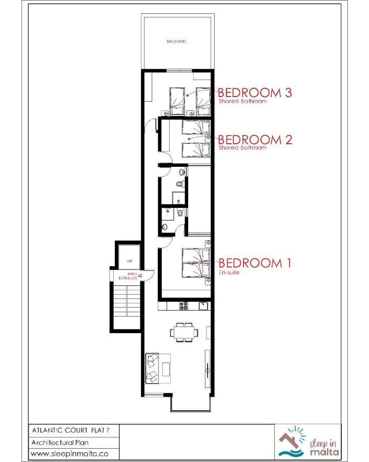 F7 Room 2, Private Bedroom Two Single Beds Shared Bathroom In Shared Flat Мсида Екстериор снимка